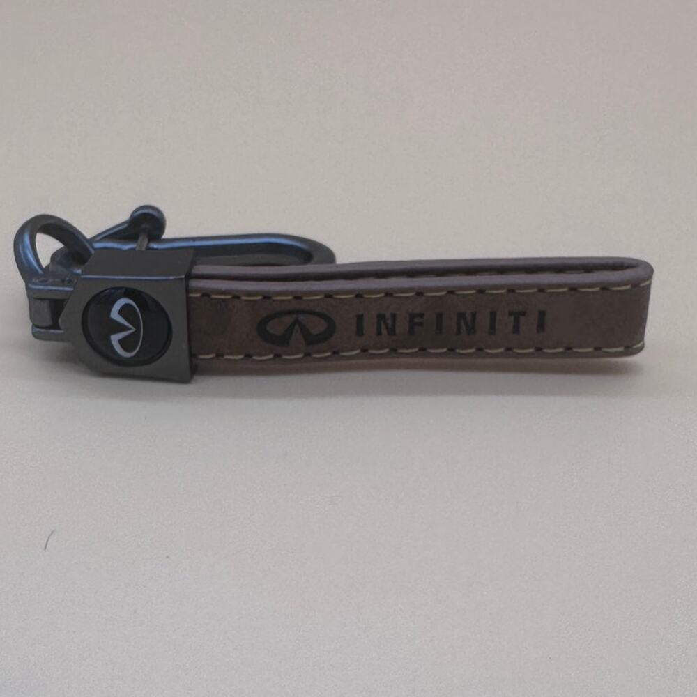 GENUINE LEATHER KEYCHAIN FOR  INFINITY CAR BRAND BLACK COLOR